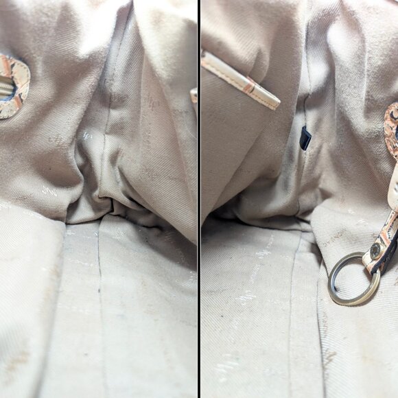 Monsac Croc Embossed Italian Leather Cream Crescent Shoulder Bag w/Pouch - Picture 10 of 12